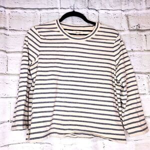 Madewell reverse print striped long sleeve tee M
